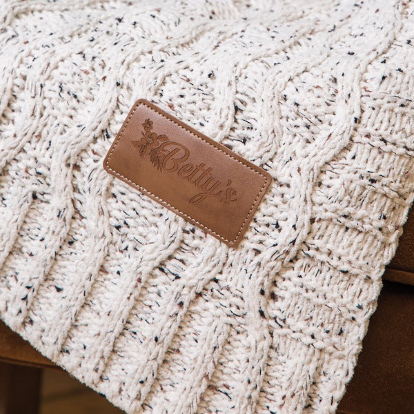Vanilla Cookie Cable Knit Chenille Blanket, Logo Throws