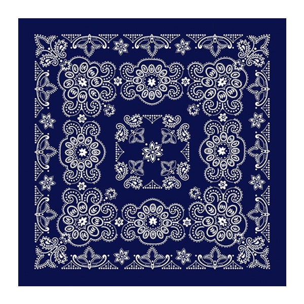 27 Inch Texas Paisley Bandana - Navy Blue - Bandanas with Logo