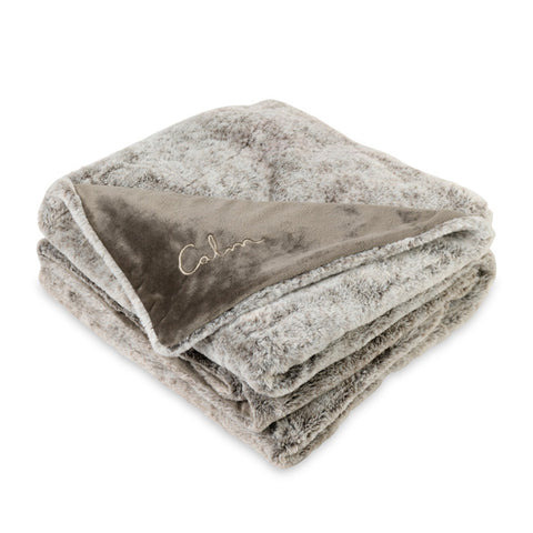 Luxe Faux Fur Throw Blanket - Brown - Blankets with Logo - Q371922 QI