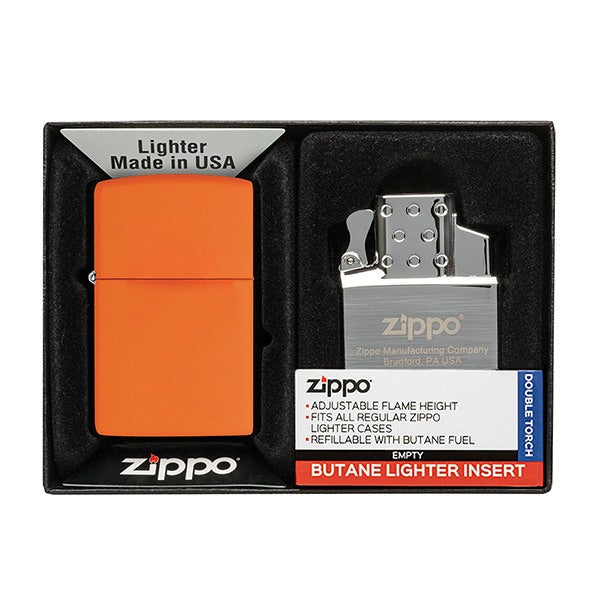 Custom Printed Zippo Matte Lighter and Double Butane Insert Gift Set