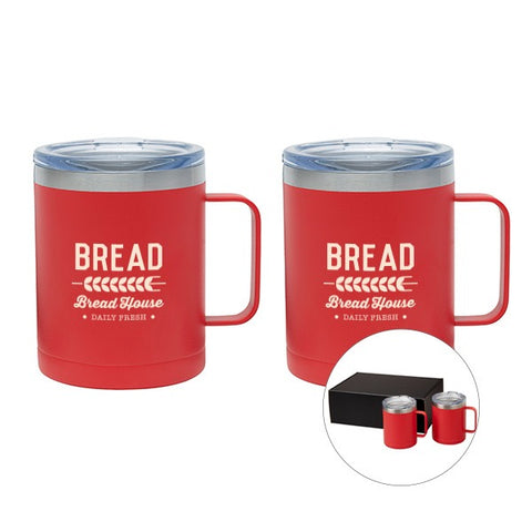 Picnic Coffee Travel Bag Set for Two Mugs Spoons Napkins Stainless Steel Thermos Vacuum Flask